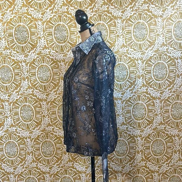 NWT Anthropologie Maeve Lace Sheer Long Sleeve Button Down Blouse/Shirt size S - Picture 11 of 14